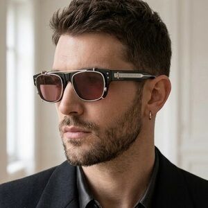 New! Dior CD DIAMONDO S10F 10BB Stylish Black Clip On Sunglasses Men Authentic